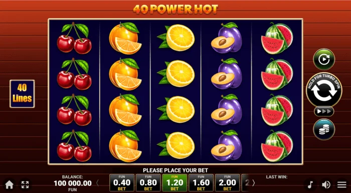 40 Power Hot Coin Boost spillskjerm